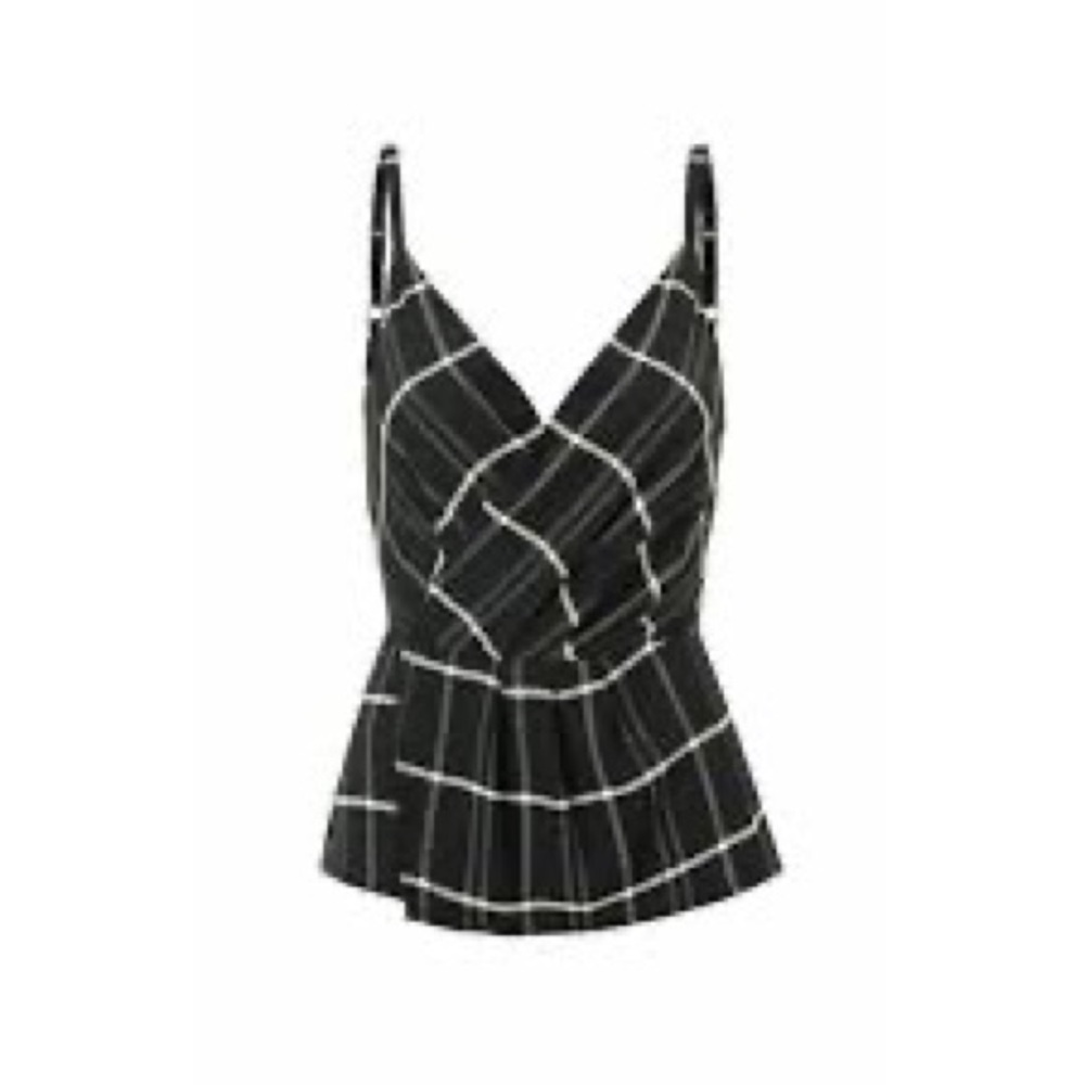 Cabi Check Crossover Cami - Size 6 - Black and Gray Plaid